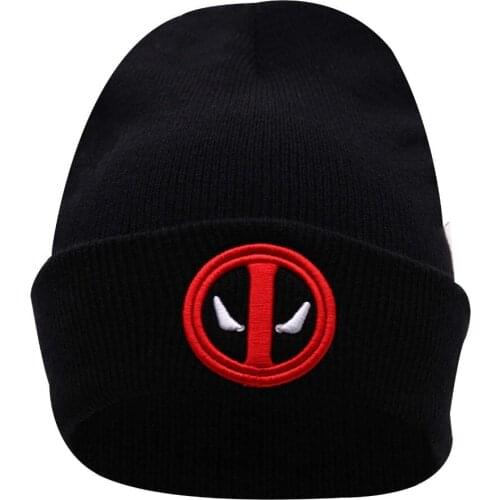 New Hot Selling Winter Cotton Deadpool Hat Embroidery Men And Women Hats Soft Solid Beanies Hip Hop Warm Knitted Caps Gorros
