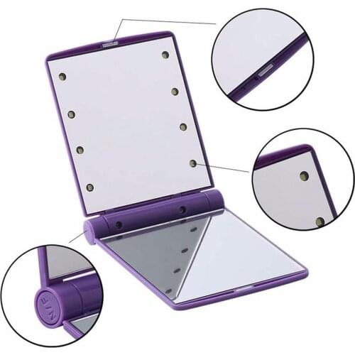 Foldable 8LED Lighted Makeup Vanity Mirror Tabletop Adjustable Brightness Lamp