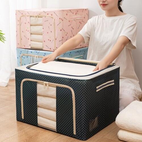 Built-in Steel Frame Foldable Comforter Clothing Bag Household Clothing Storage Box Dustproof Quilt Storage Wardrobe Organizer