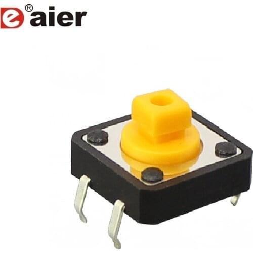 50PCS 12*12*17.3MM Size Tact Switch SMD Black Square Button 4PIN Mini Micro Momentary Tactile Push Button Switch