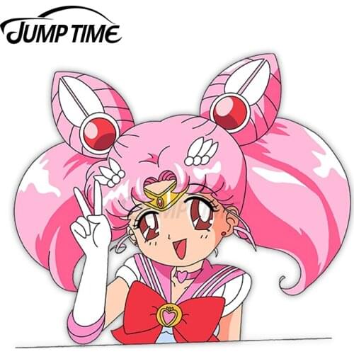 JumpTime 13 x 6.9cm For Cute Chibi Moon Peeker Funny Car Stickers Sunscreen Decal Windows Motorcycle Anime Vinyl Car Wrap