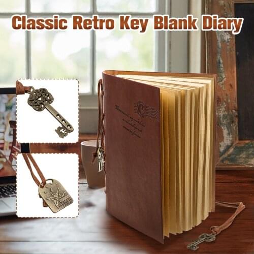 Vintage Leather Bound Blank Pages Notebook Note Journal Diary With Key Fashion Classic Retro Accessories