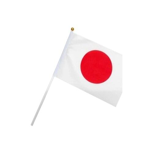 Japanese Flag 21*14cm hand waving flags Japan National Flag Polyester Flag With Plastic Flagpoles 5pcs