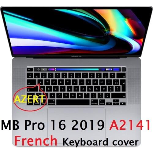 AZERT French Skin for Macbook Pro 16 2019 A2141 French EU US Keyboard Cover Silicon Pro 16 A2141 Keyboard Film Protector