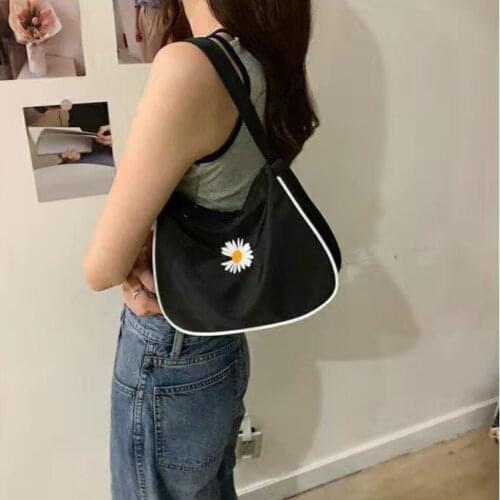 Women Baguette Bag Shoulder Mile Soft Nylon Girls Daisy Axillary Package Shopping Ins Fashion White Blue Black
