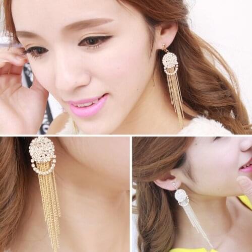 New Exaggerated Tassel Earrings Super Long Rhinestone Earrings Wholesale Boutique Exquisite Parties Jewelry for Women