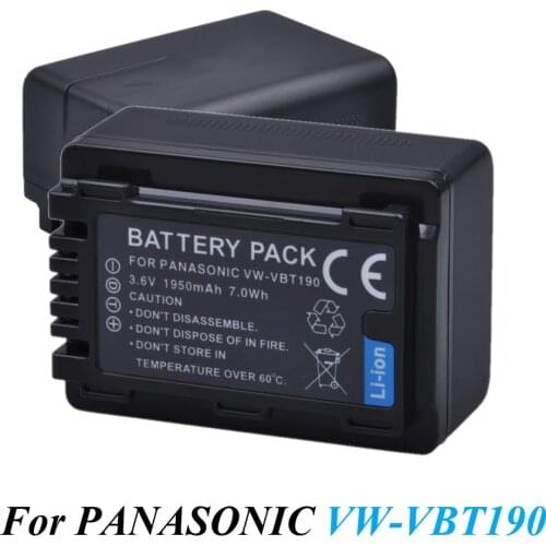 1Pc 1950mAh VW-VBT190 VW VBT190 Battery for Panasonic HC-V110 HC-V130 HC-V160 HC-V180 HC-V201 HC-V210 HC-V230 HC-V250