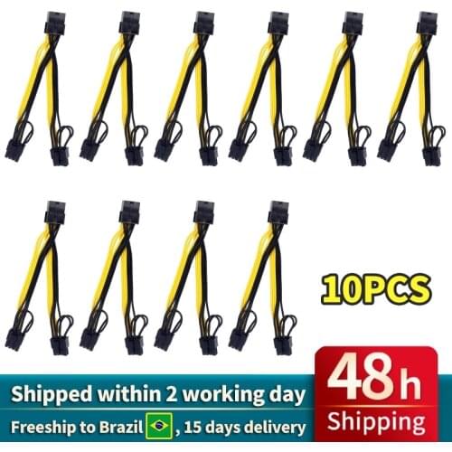 10pcs/lot PCI-E PCIE 8p Female to 2 Port Dual 8pin 6+2p Male GPU Graphics Video Card Miner Power Extension Cable Cord 18AWG Wire