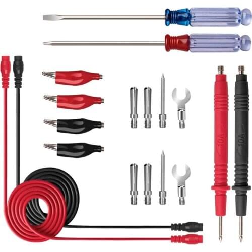 18pcs Universal Digital Multimeter Probe Test Leads Kit Needle Tip Tester Lead Probe Wire Pen Cable Screwdriver