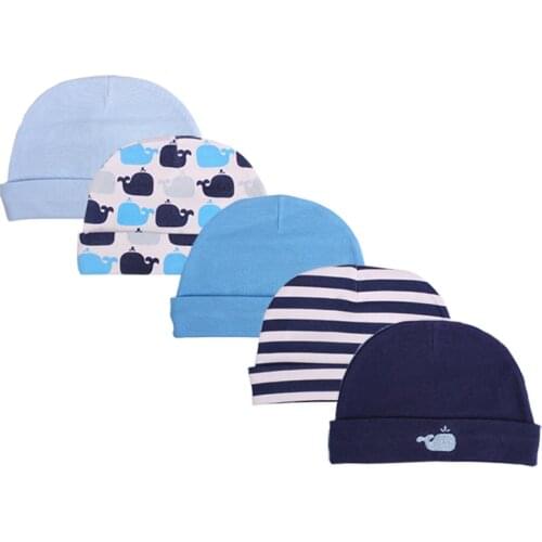 2021 Fashion Hot Sale Baby Bamboo Caps 3/5-pack for Boys Girls, newborn photography accessories Boy Hats Infant Caps,0-3 Months