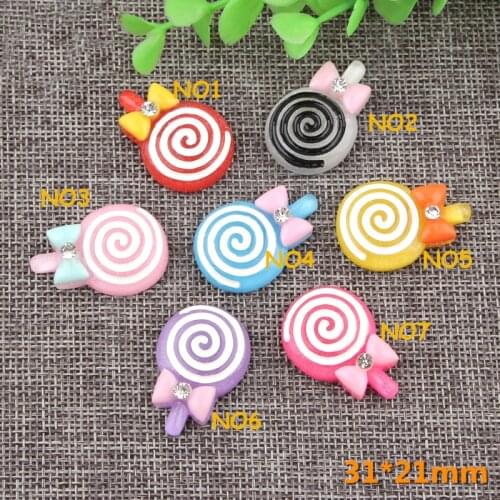 30PCS crystal lollipop resin accessories DIY childrens hair accessories rubber band material DIY mobile phone shell jewelry