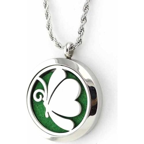 316L Stainless Steel Butterfly Flying Aromatherapy Pendant For Women Essential Oil Diffuser Necklace Perfume Locket Jewelry