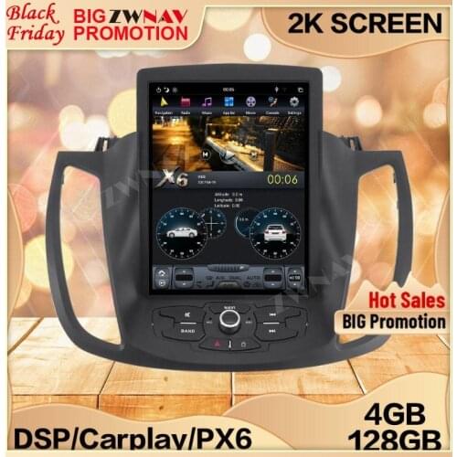 4+128G Tesla Screen For 2013 2014 2015 2016 2017 2018 2019 Ford KUGA Android Unit Car Multimedia Player GPS Audio Radio Stereo