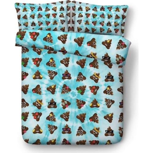 4 piece lovely Poop print duvet cover bedsheet and pillowcases single full queen super king size bedding set kids bed linens