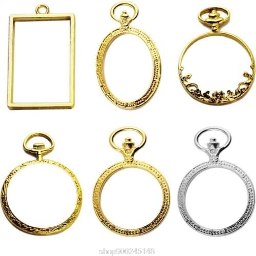 6pcs/set Metal Frame Pocket Watch Charm Pendant Bezel Setting UV Resin Charm Necklace Earring Findings DIY D03 20 Dropship