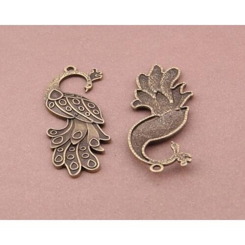 62*26mm 8pcs Antique Bronze Peacock Plated Pendants Making DIY Handmade Jewelry