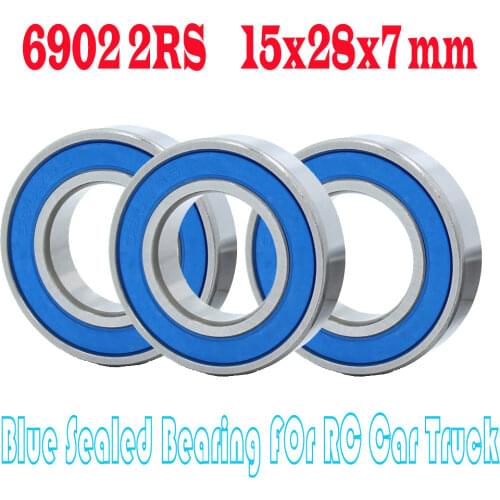 6902-2RS Bearing 10PCS 15x28x7 mm ABEC-3 Hobby Electric RC Car Truck 6902 RS 2RS Ball Bearings 6902-2RS Blue Sealed