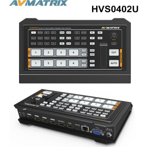 Avmatrix HVS0402U Live Stream Video Switcher Controlled USB Keyboard 4 Channel HDMI-inputs for PC Capturing Streaming Tally