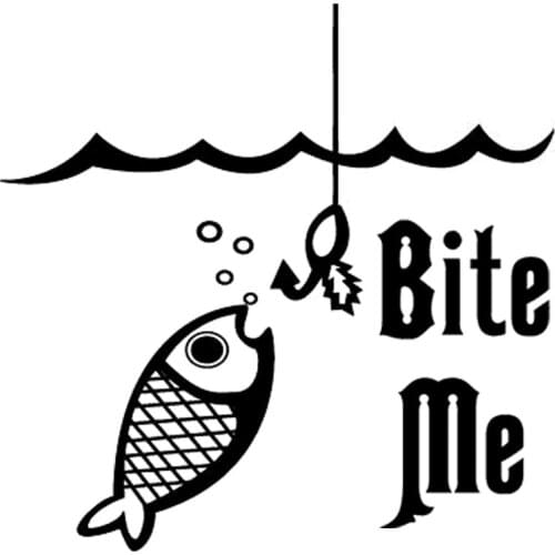 16.2cm*15.8cm Bite Me Fishing Fish Hook Car Styling Car Sticker Vinyl Decal
