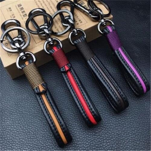 PU Leather Car Keychain Universal Waist Hanging Keyrings Anti-lost Car Keychains Pendant Auto Interior Decoration