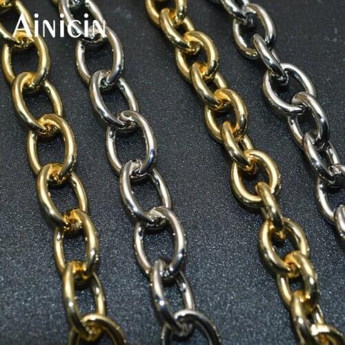 Color Keeping O Shape Link Chains 7x9mm 8x11mm Environmental Protection Gold Silver Palting DIY Jewelry Making Findings 10m/lot