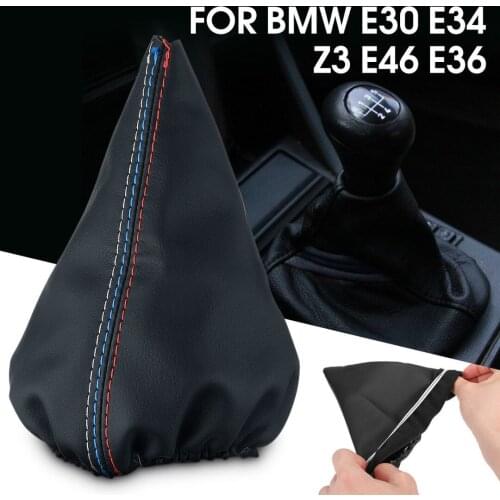 Black PU Leather Gear Shift Knob Shifter Boot Cover For E30 E34 E36 E46 Z3