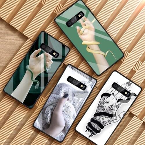 Hand snake snake Tempered Glass Case For Samsung S7 S8 S9 S10 S20 J6 Plus S10LITE Note 8 9 10 J4 J6 J8 2018