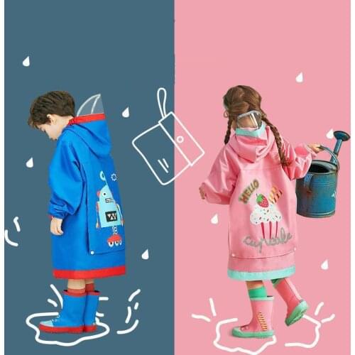 Childrens Raincoat Winter Hooded Boys And Girls Rain Jackets Primary School Students Cartoon Boy Rain Coat 4-16Y Kids Rain Wear
