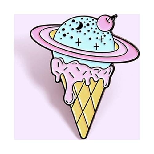 Ice Cream Planet Enamel Pin Cute Delicious Summer Brooch Bag Clothes Lapel Pin Sasha Away Badge Cartoon Jewelry Gift For Kids