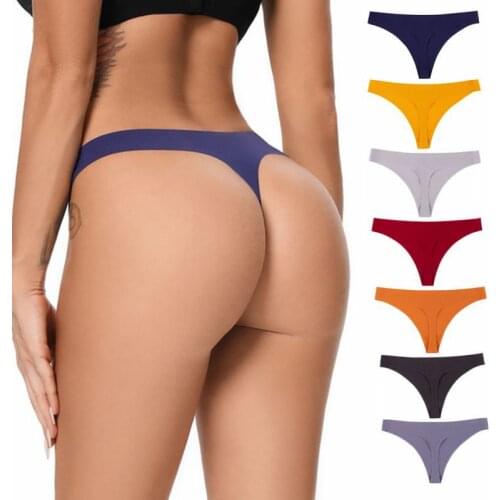 European Thong Pants Sexy Thread Panties Low Waist Seamless Ice Comfort G-String One Piece Bikini t Pants Womens Underwear