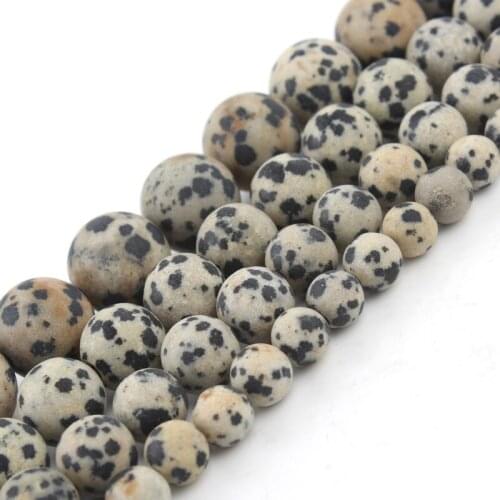 Natural Matte Yellow Black Dots Jasper Stone Round Beads for Jewelry Making Diy Bracelet Necklace 4/6/8/10/12mm 15inch Wholesale
