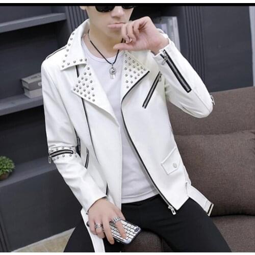 New motorcycle leather jacket men jackets and coats 2021 spring rivet leather clothing male outerwear