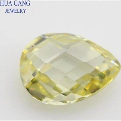 Lemon CZ Stone Pear Shape Double CheckerBoard Synthetic Gems Cubic Zirconia For Jewelry 3x5~8x10mm Wholesale Free Shipping