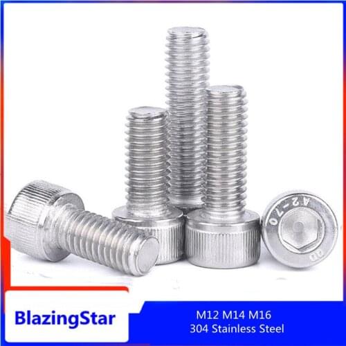 M12 M14 M16 304 Stainless Steel Hexagon Socket Head Screw Hexagon Head Bolts L=20-150mm
