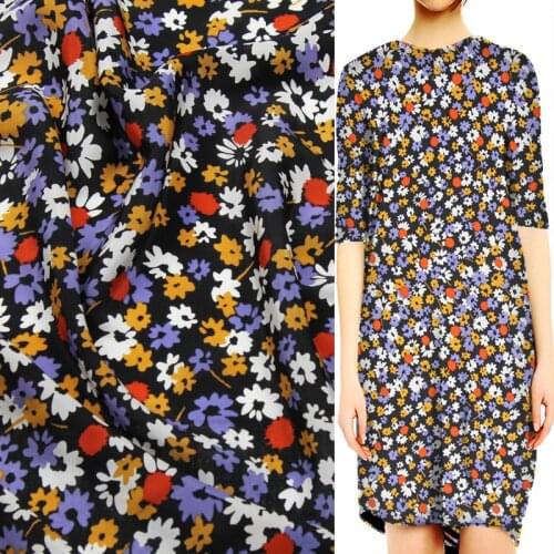Mini floral print 100% silk Crepe DE chine fabric small flower pattern,SCDC739