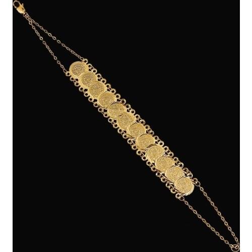 Fashion Small Coin Jewelry Girl Bracelet Gold Color Arab Metal Coins Women Jewelry