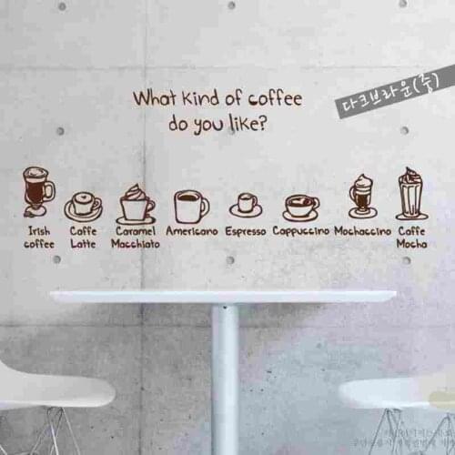 Coffee Shop Sticker Bean Milk tea Decal Cafe Cup Poster Vinyl Art Wall Decor Mural Decoration Break Bread Coffee Glass Decals