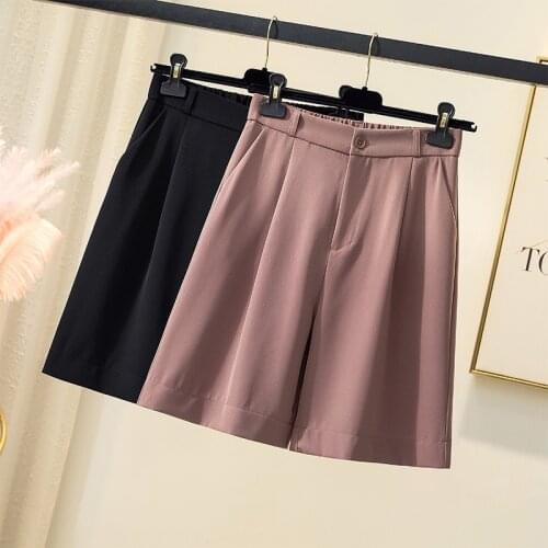 2021 Summer New Style Foreign Style High Waist Suit Shorts Loose Straight Leisure Pants