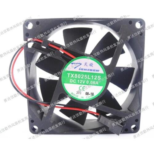 Original day TX8025L12S 12V 0.08A 80*80*25 8 cm super silent two lines radiating fan