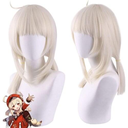 Genshin Impact Cosplay Klee 45cm Wig Golden Wig Cosplay Anime Cosplay Wigs Heat Resistant Synthetic Wigs Halloween for Girls