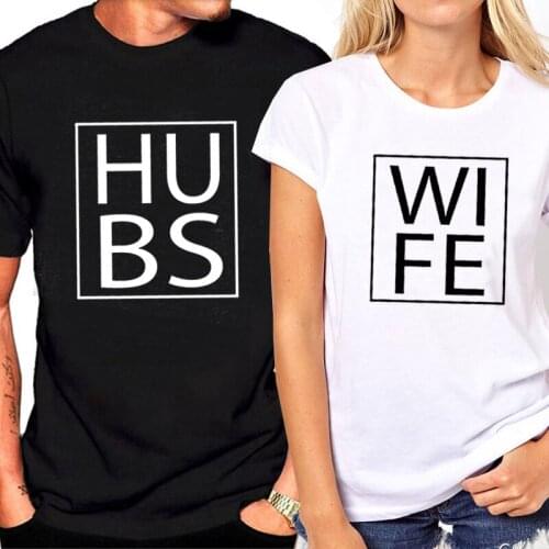 Couple T-shirt Short Sleeve O Neck Women and Men T-shirt Cotton Letter Print Wife Funny Female T Shirt Loose Tops