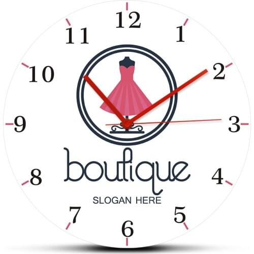 Toggery Personalized Slogan Couture Wall Art Dresses and Boutiques Store Custom Wall Clock Fashion Decor Beauty Art Wall Watch