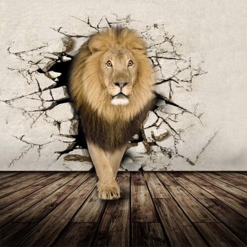 Custom 3D Photo Wallpaper Bedroom Animal Lion Elephant Rhino Mural Waterproof Self-adhesive Removable Sticker Art Wall Painting