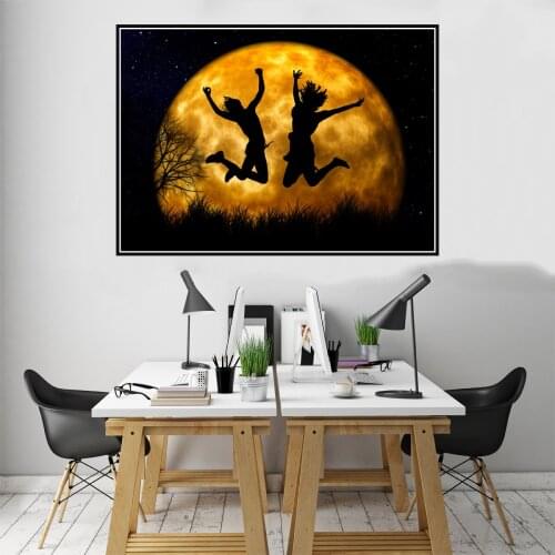 Jumping and Cheer People Poster Canvas Print Painting Wall Art Living Room Home Decoration