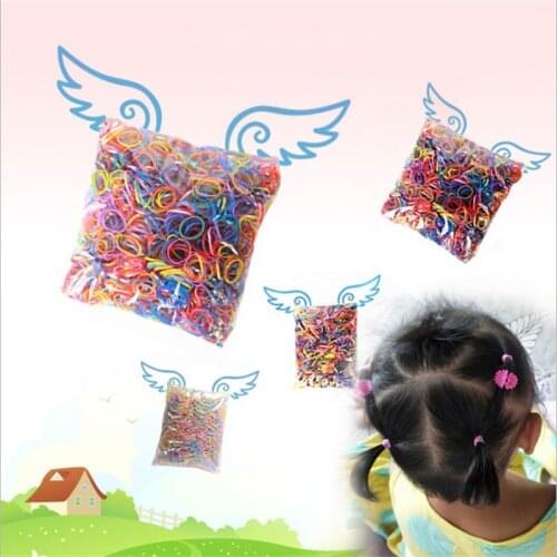 1000Pcs/Set Girls Hair Accessories Mini Disposable Rubber Band Elastic Hair Bands Headdress Candy Color Rainbow Bag Kid Headwear