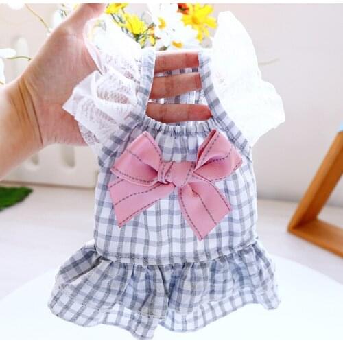 Pink Bowknot Dog Dress Cute Puppy Apparel Girl Dog Clothes Summer Pet Dresses Yorkshire Chihuahua Poodle Bichon Costume Dropship