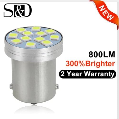 S&D 1156 BA15S P21W BAU15S PY21W LED R5W R10W 12SMD 3030 Car Turn Signal Brake Reverse Lights Auto Lamp 12V White Red Amber