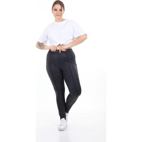 Schık Women Large Size Power Lycra Fabric Leggings Pants Siyahfüme SCKWM21PNT002