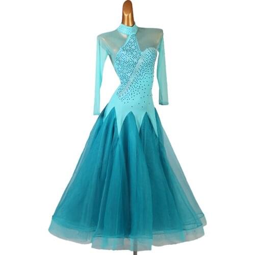 Blue standard dance dress for ballroom dance competition dress for dancing clothes ballroom dress waltz dress rumba dance wear
