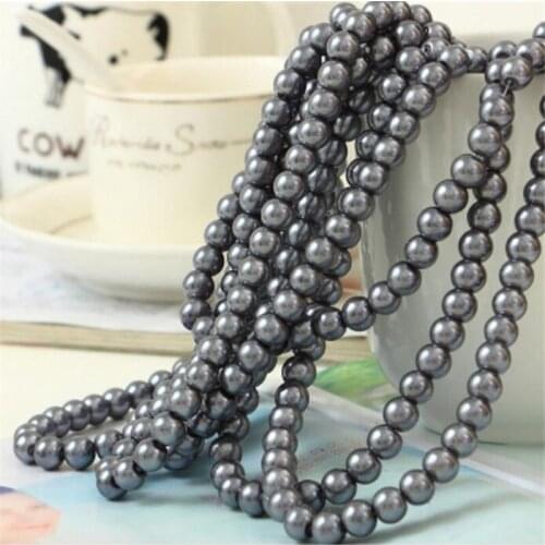 Loose 3mm-10mm Deep Grey Color Fake Pearl DIY Hand Craft Round Glass Imitation Pearl Beads Clothing&Garment Nail Art Decoration